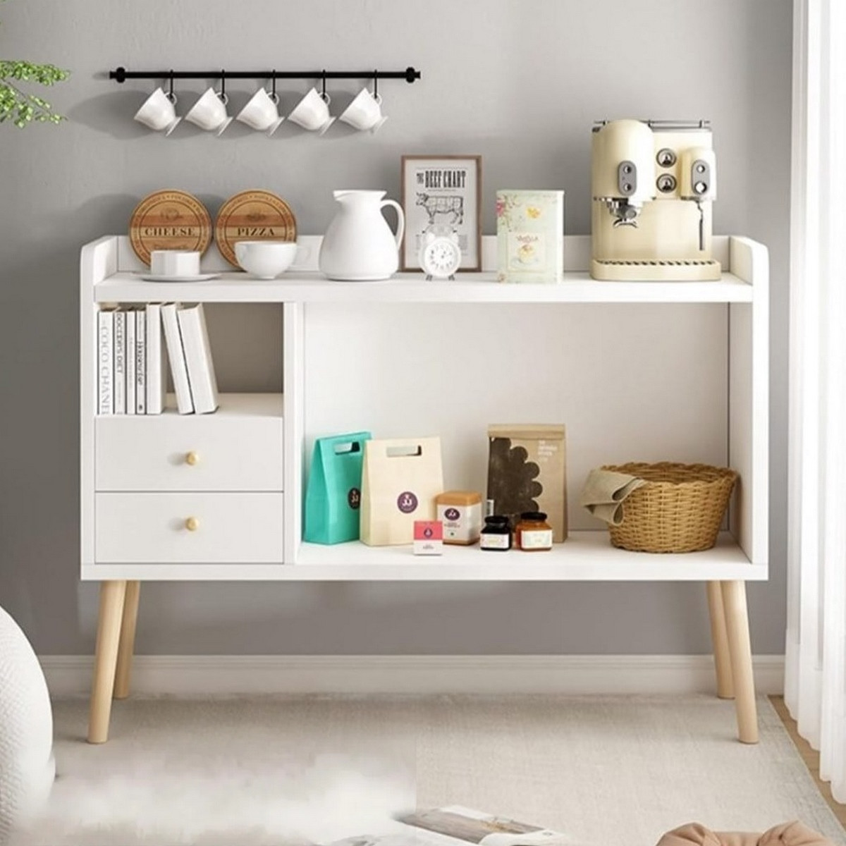 Mdf and Beech Wood Coffe Corner Brown - 90x90x35 cm