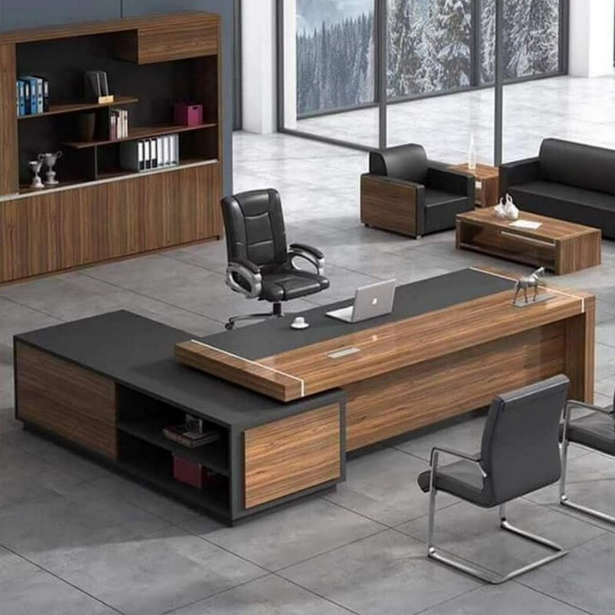 manger office desk brown & black